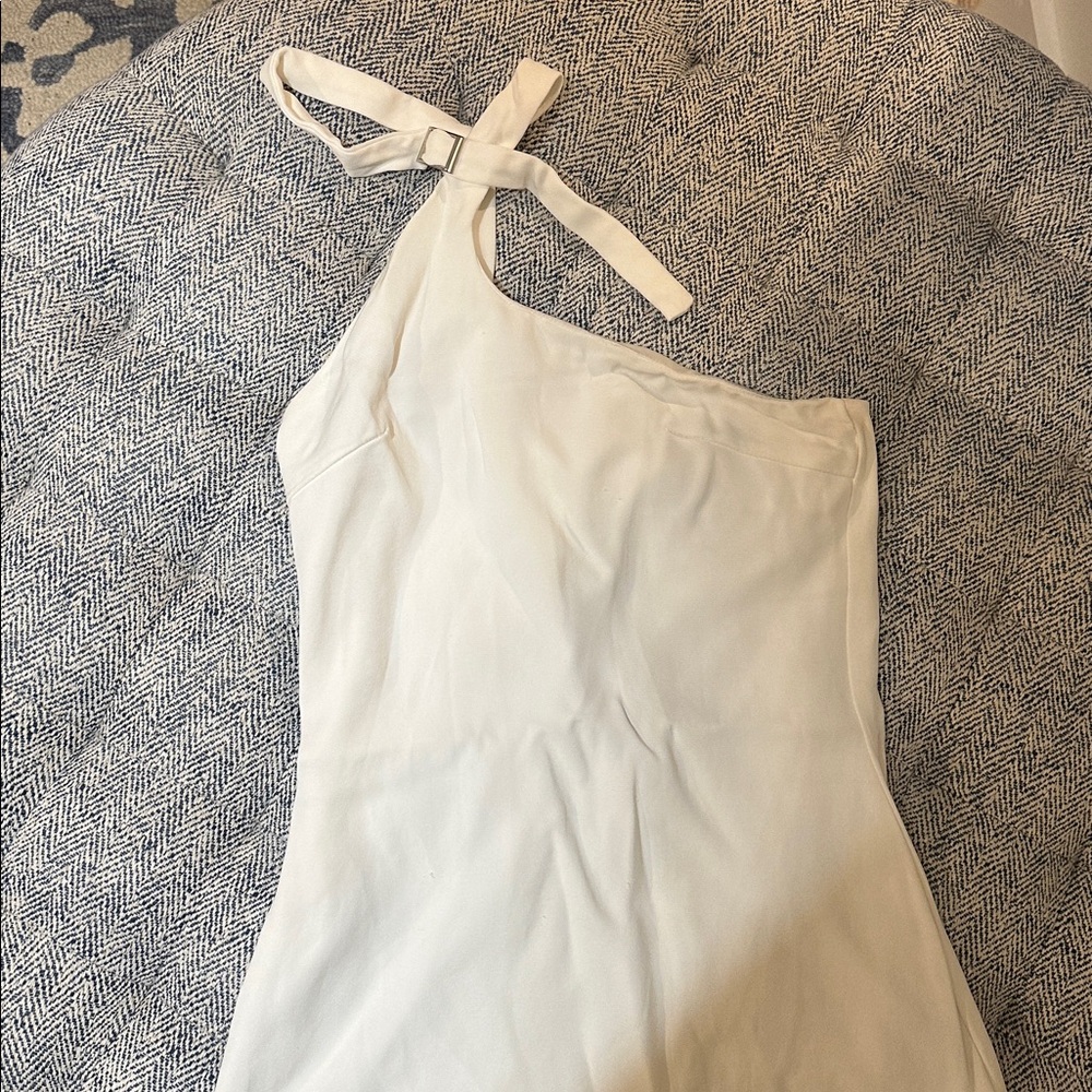 With Jean White Asymmetric Halter Mini Dress - Picture 5 of 7